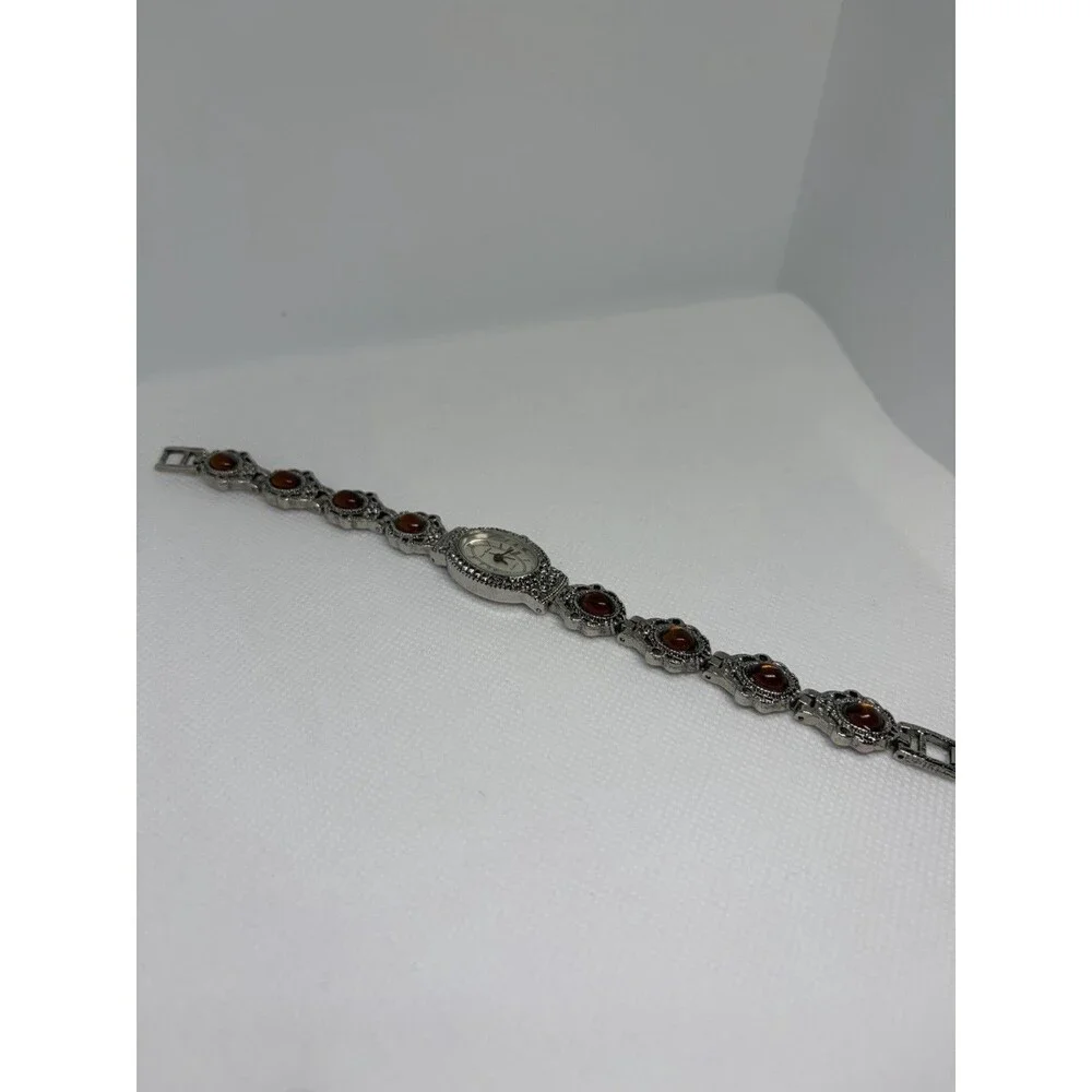 Fred Belay Women’s Silver Tone Bracelet Watch – Working Quartz Watch with Amber